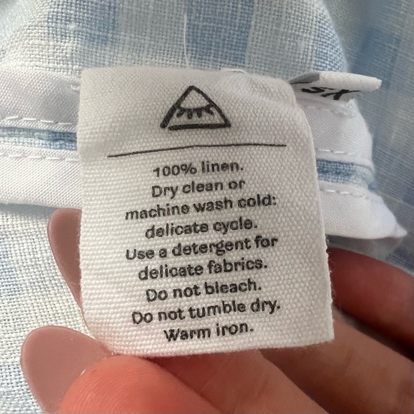 Sleeper Linen Lounge Blue Gingham Checkered Top - Picture 7 of 7